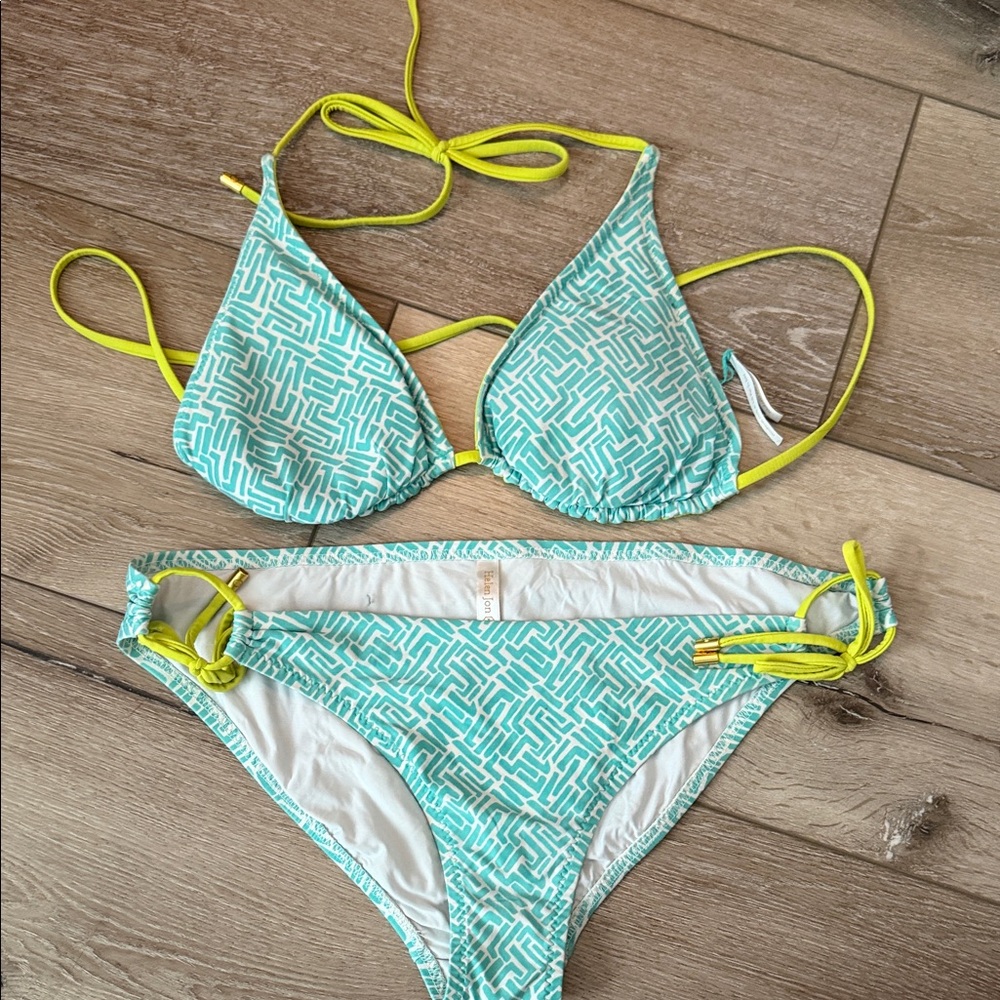 Helen Jon Turquoise and Lime Bikini Set